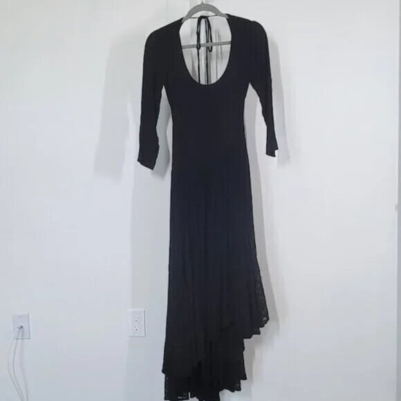FREE PEOPLE Sea Me Maxi Dress Black Scoop Neck Open Back Sz XS  NEW - Picture 9 of 11